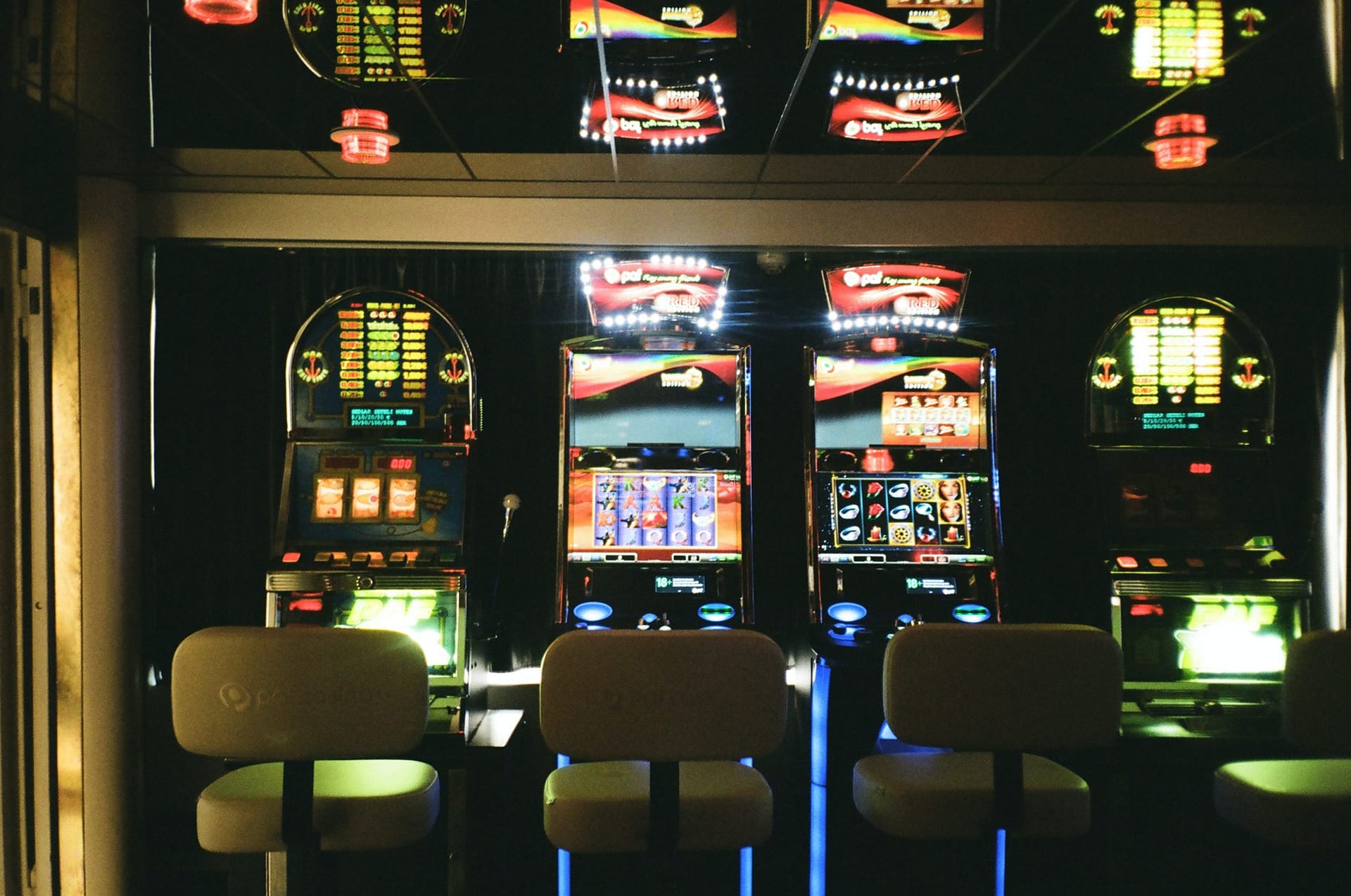 slot machines and empty chairs